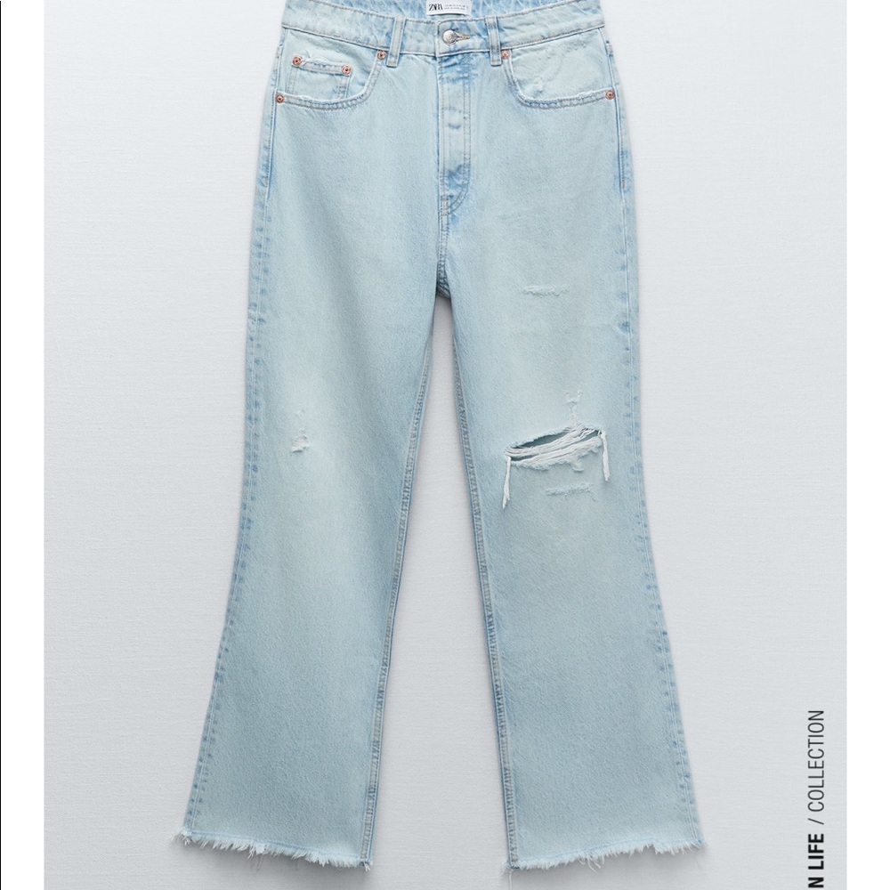 ZARA light blue distressed jeans